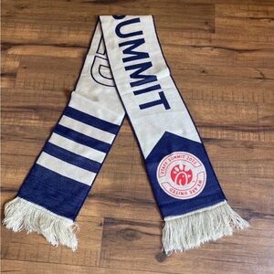 Chik Fil A Staff Summit 2022 Winter Scarf navy Blue Tan RARE EUC